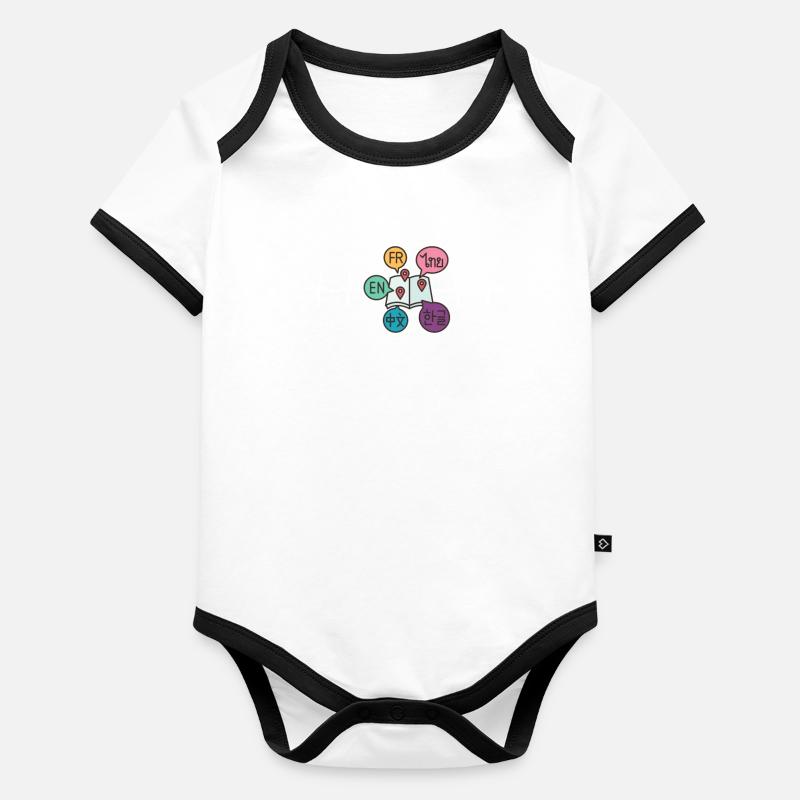 Dual Language Team Bilingue Enseignant Tuteur Body Bébé bio contrasté manches courtes