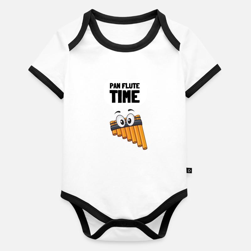 Pan Pipe Instrument Pérou Flûte de Pan en bois Body Bébé bio contrasté manches courtes