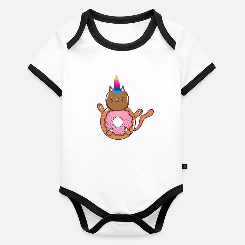 Beignet licorne chat Body Bébé bio contrasté manches courtes
