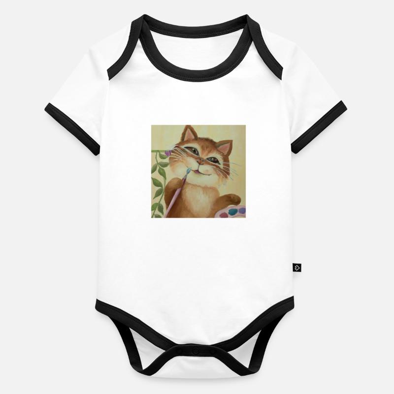 Histoire de l’art du chat Body Bébé bio contrasté manches courtes