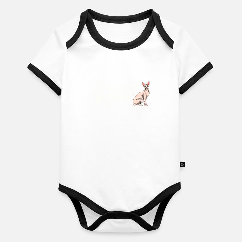 Sphynx Maman Chat Sans Poils Propriétaire de Chat Body Bébé bio contrasté manches courtes