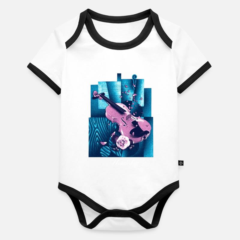 Esthétique du violon Body Bébé bio contrasté manches courtes