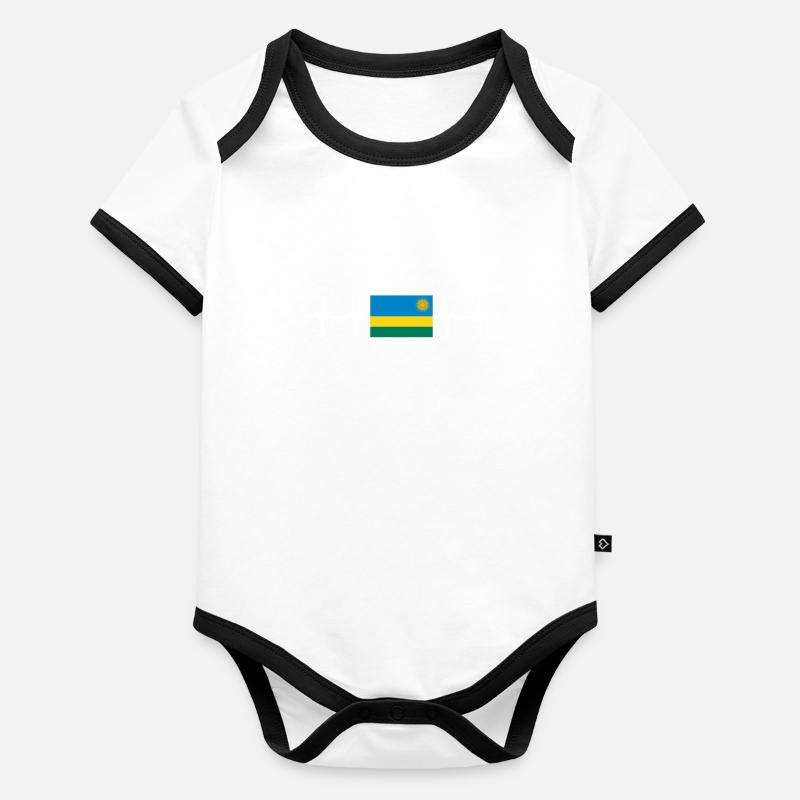 Drapeau africain - Rwanda Body Bébé bio contrasté manches courtes