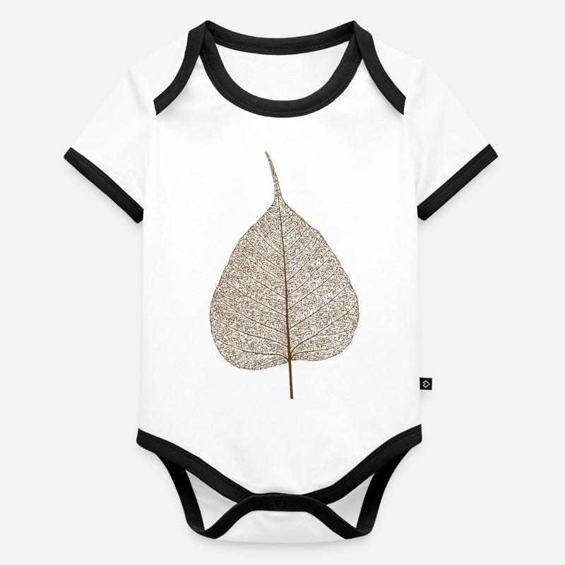 leaf tree forest skeleton pattern nerve love heart Organic Baby Contrasting Bodysuit