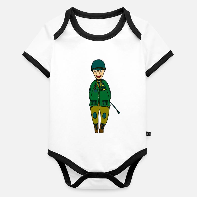 militar1 trimmed Organic Baby Contrasting Bodysuit