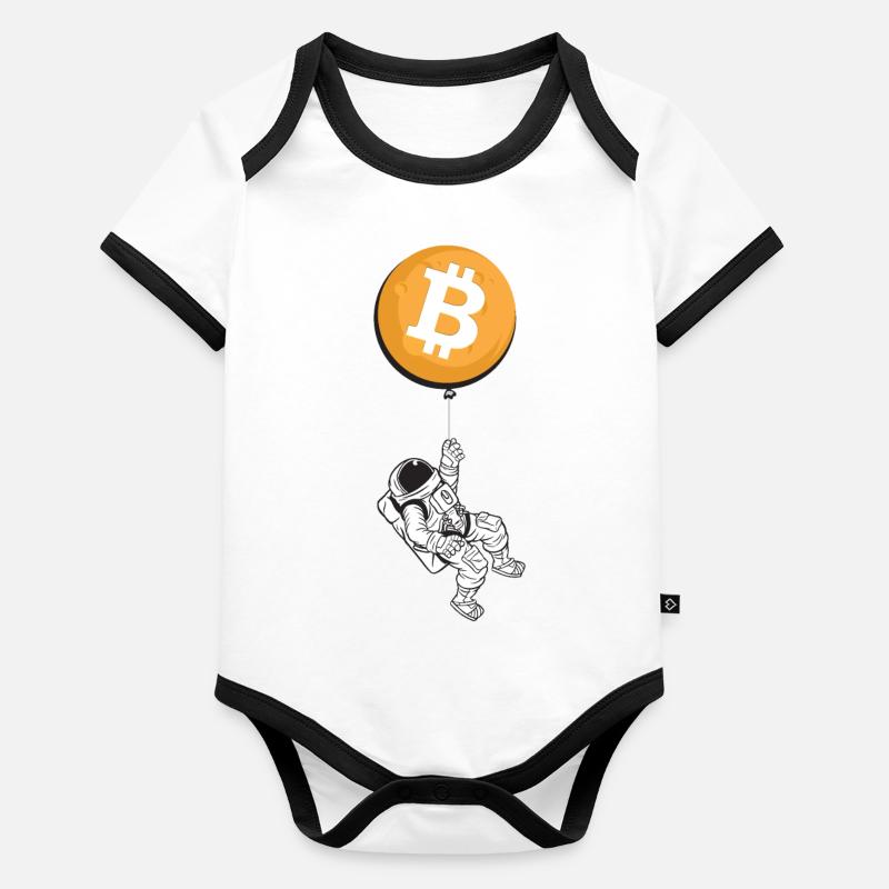 Astronaute Bitcoin Body Bébé bio contrasté manches courtes