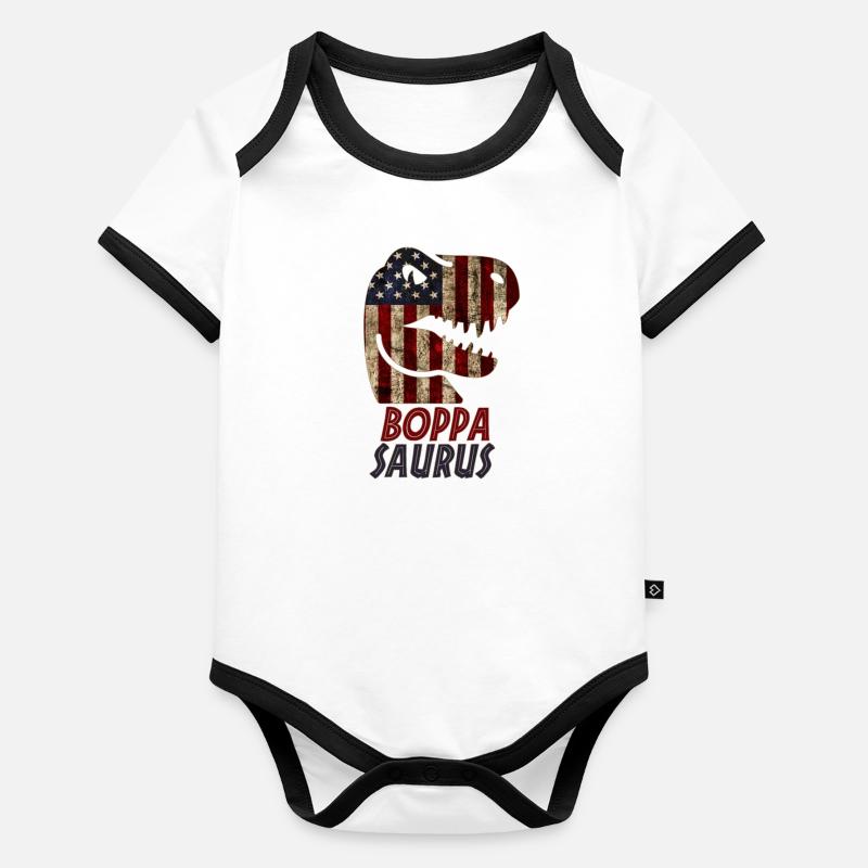 Patriotic Boppa Dinosaur Baby Bio-Kurzarm-Kontrastbody