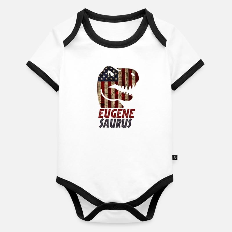 Patriotique Eugene Dinosaur Eugenesaurus Body Bébé bio contrasté manches courtes