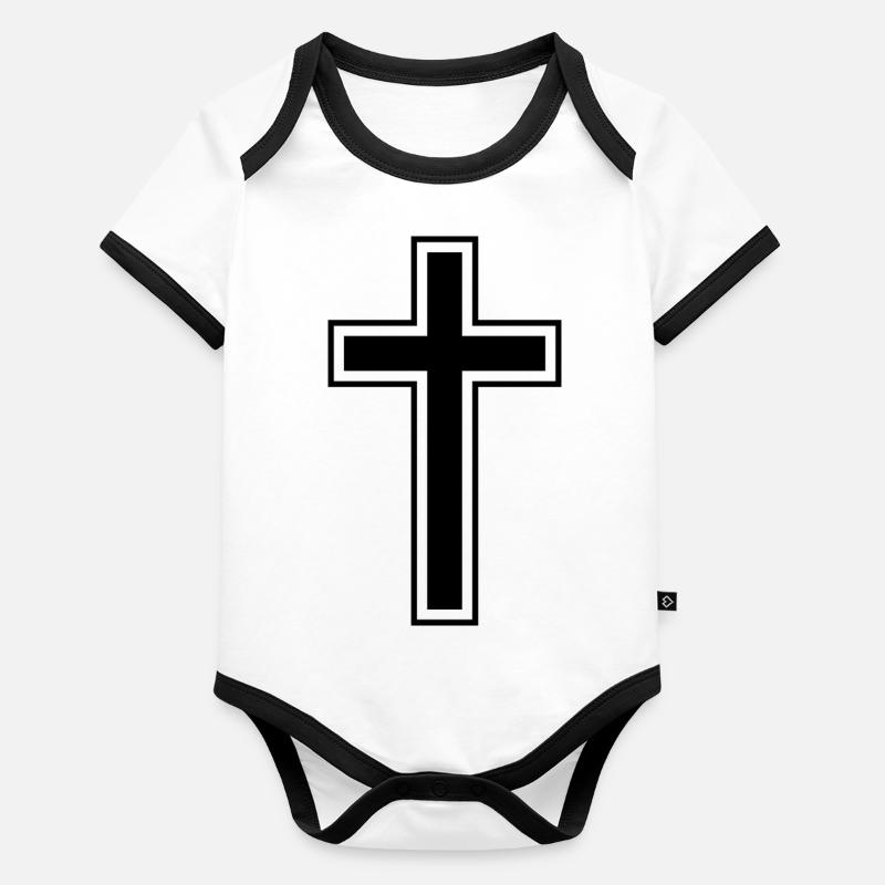 Kreuz mit Rand Baby Bio-Kurzarm-Kontrastbody