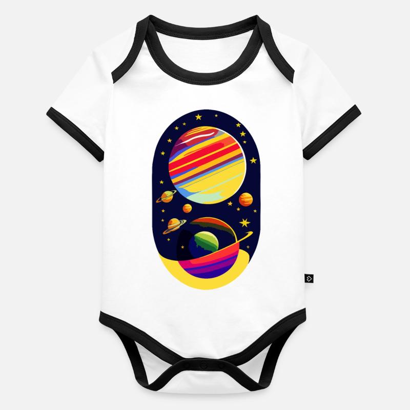 deep space Body Bébé bio contrasté manches courtes