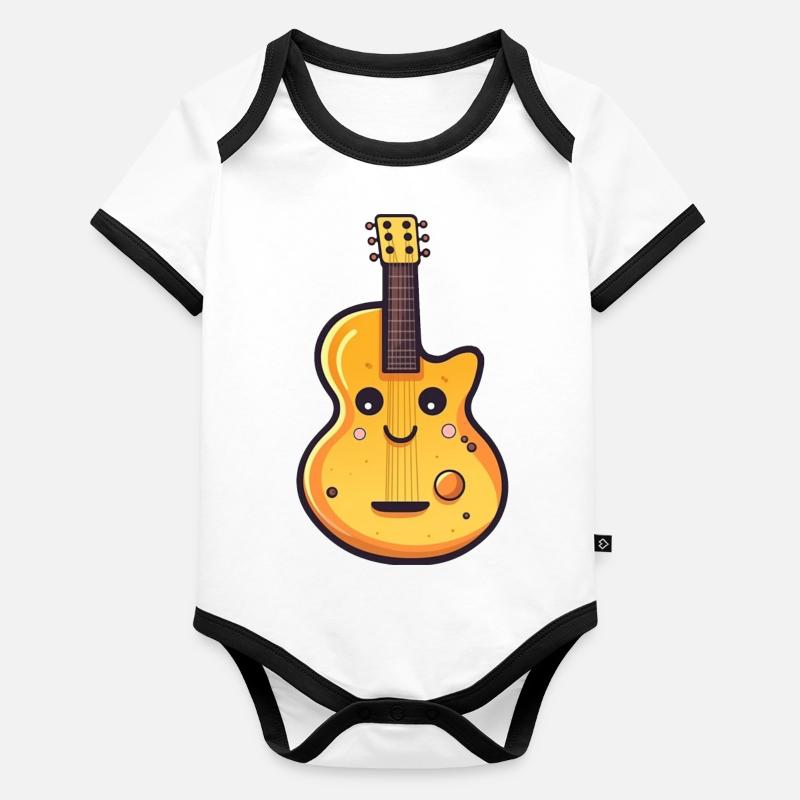 Guitare dans le style comique Body Bébé bio contrasté manches courtes