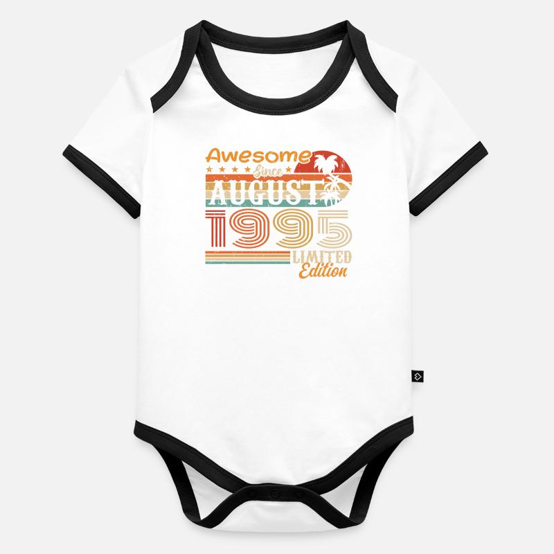 1995 Août Idée cadeau Août 1995 Body Bébé bio contrasté manches courtes
