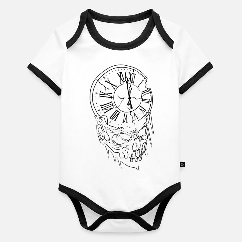 tete de mort Body Bébé bio contrasté manches courtes