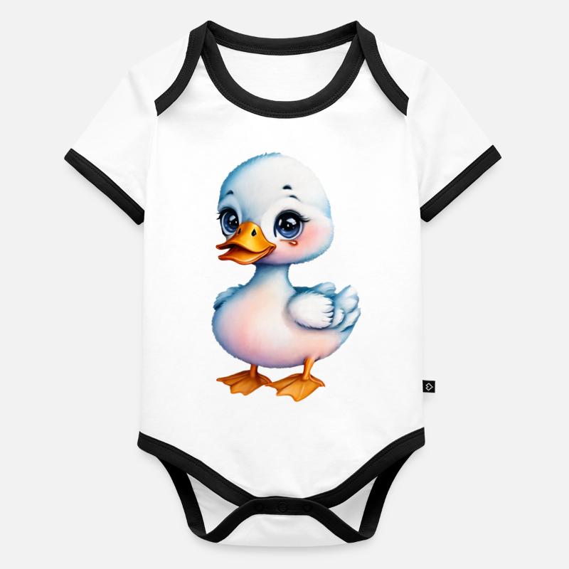 Entchen Baby Bio-Kurzarm-Kontrastbody