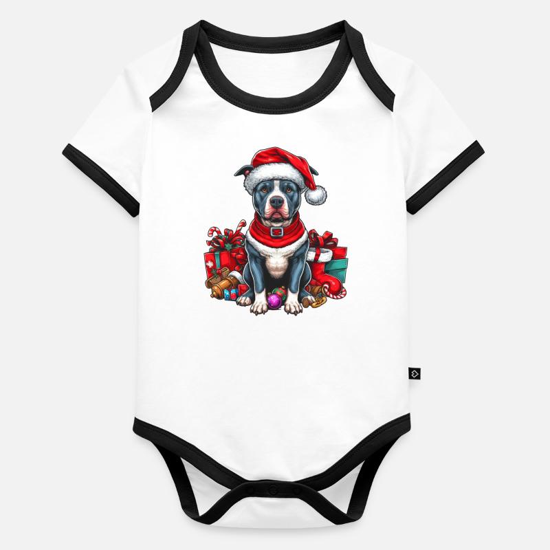 Cadeaux de Noël Pitbull Body Bébé bio contrasté manches courtes