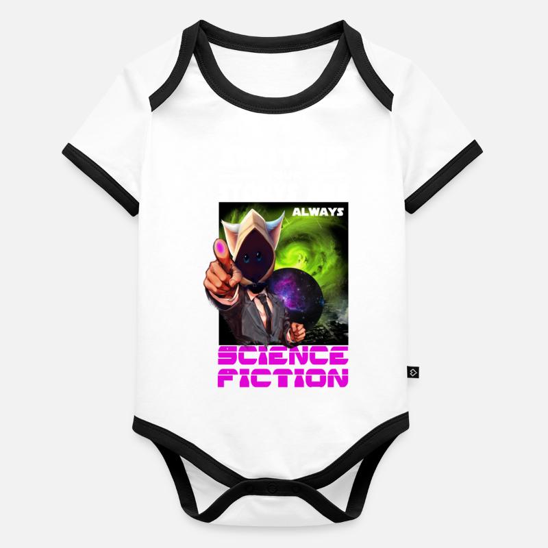 Science Fiction Saying Organic Baby Contrasting Bodysuit