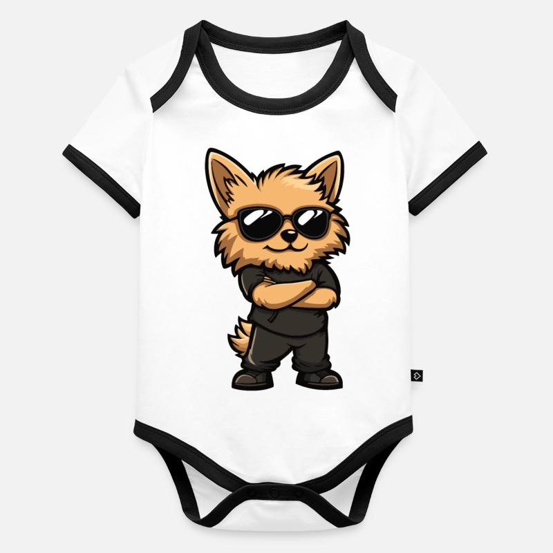Pomeranian Dog Comic Organic Baby Contrasting Bodysuit