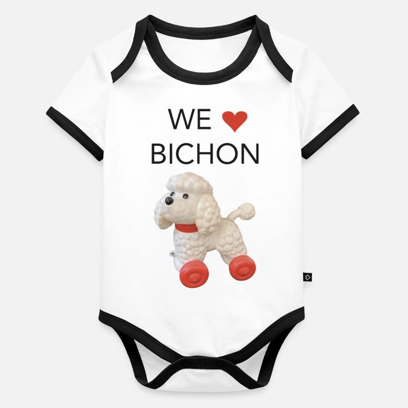 Wir lieben Bichon Baby Bio-Kurzarm-Kontrastbody