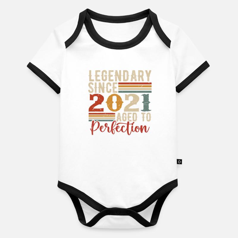 Legendär seit 2021. Geburtstagsgeschenk 2021 Baby Bio-Kurzarm-Kontrastbody