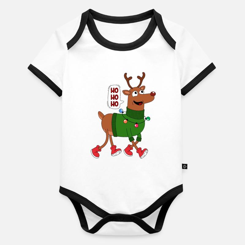 Christmas deer Organic Baby Contrasting Bodysuit