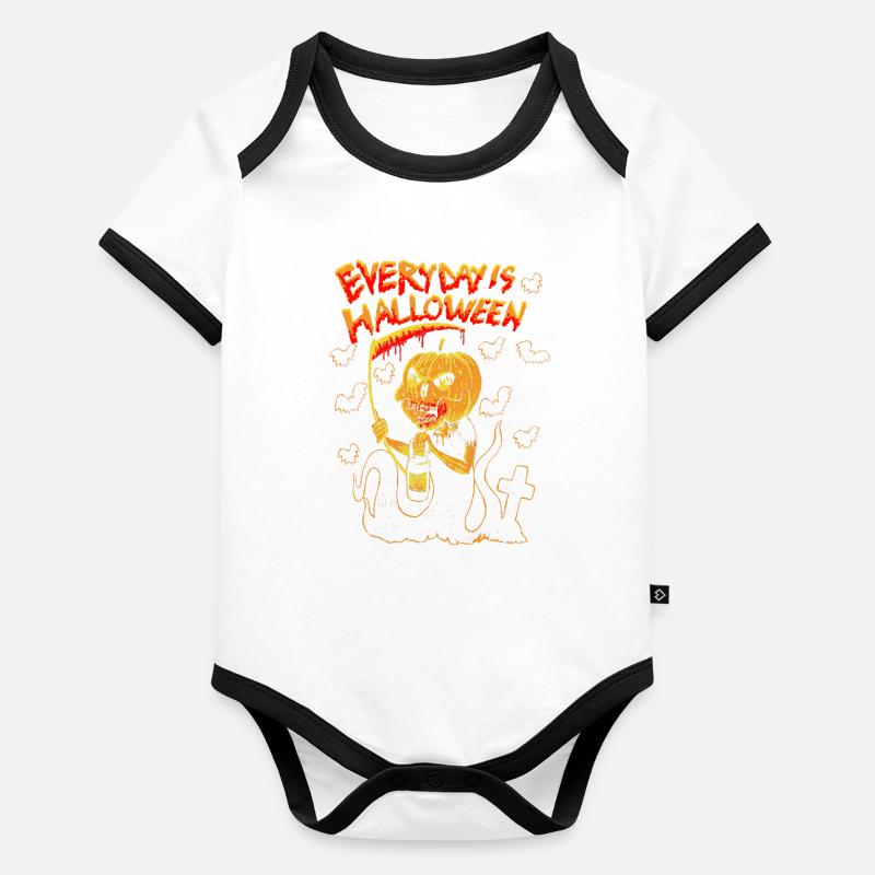 halloween Body Bébé bio contrasté manches courtes