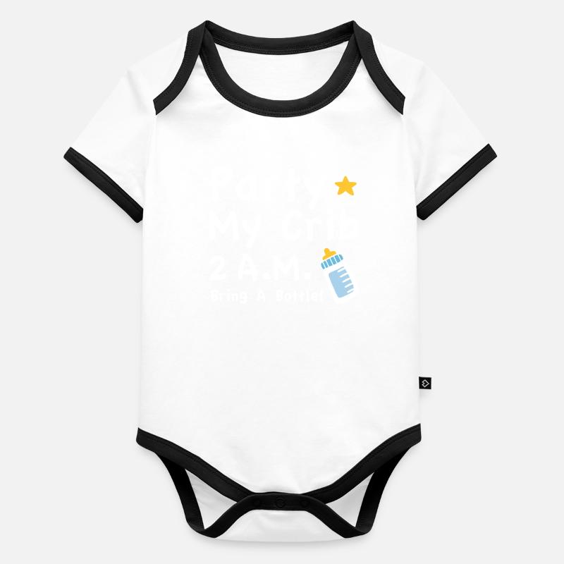 Party My Crib 2AM Bring A Bottle Organic Baby Contrasting Bodysuit