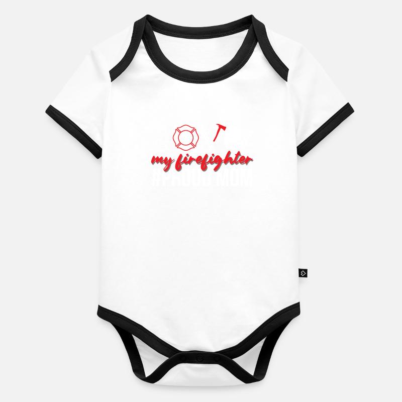 Fière pompier Maman De Pompier Mère Pompier Body Bébé bio contrasté manches courtes