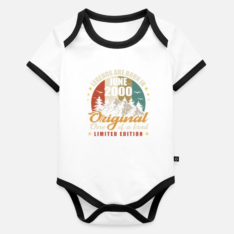 Légendes Originales Sont Nées En Juin 2000 Body Bébé bio contrasté manches courtes