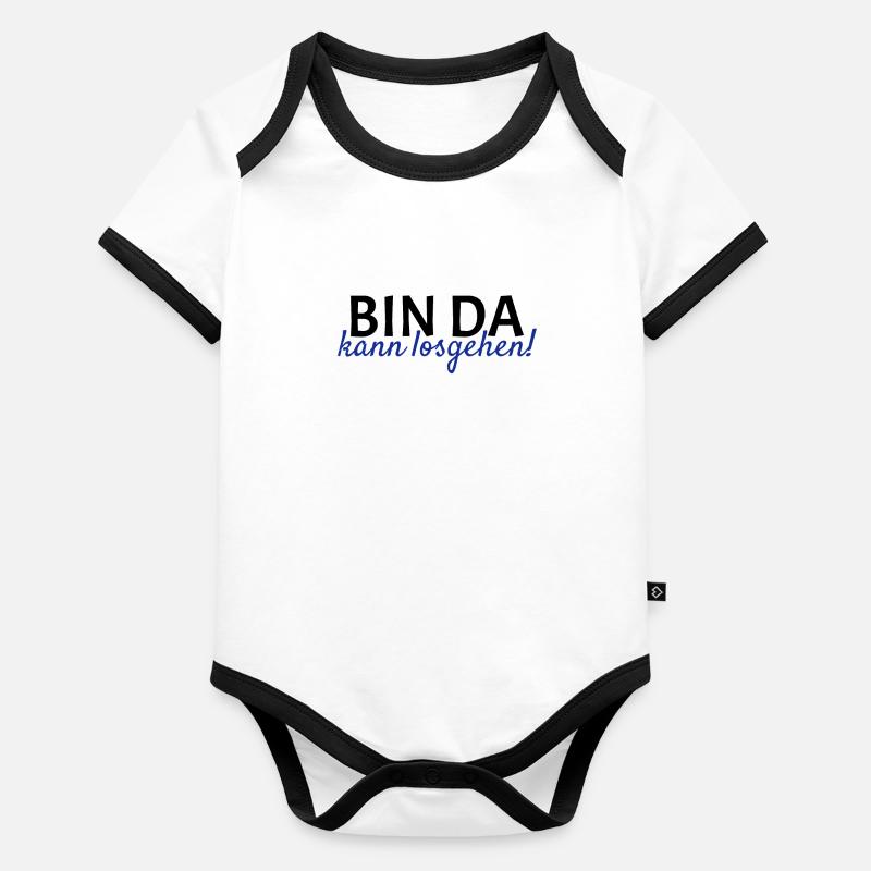 Bin da Kann losgehen Baby Bio-Kurzarm-Kontrastbody