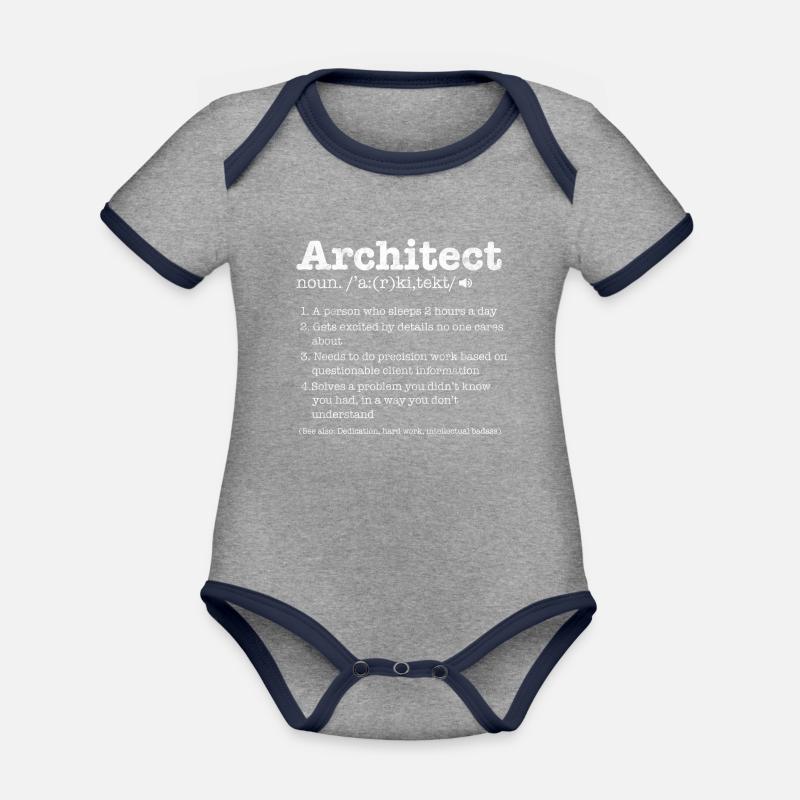 Architect - Organic Baby Contrasting Bodysuit - heather grey/navy