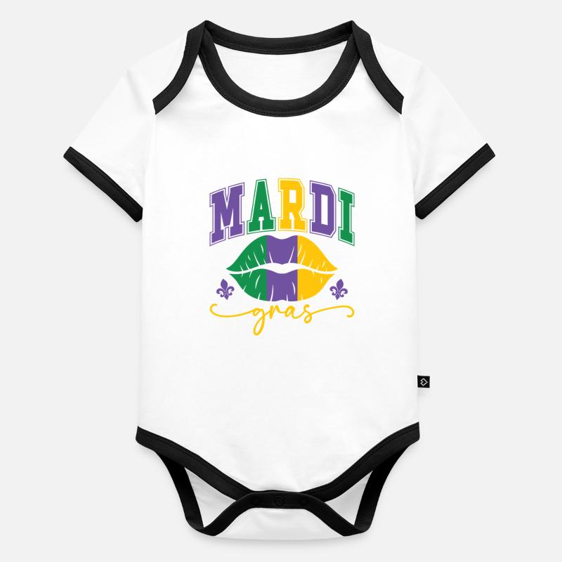 Mardi Gras Lips Organic Baby Contrasting Bodysuit