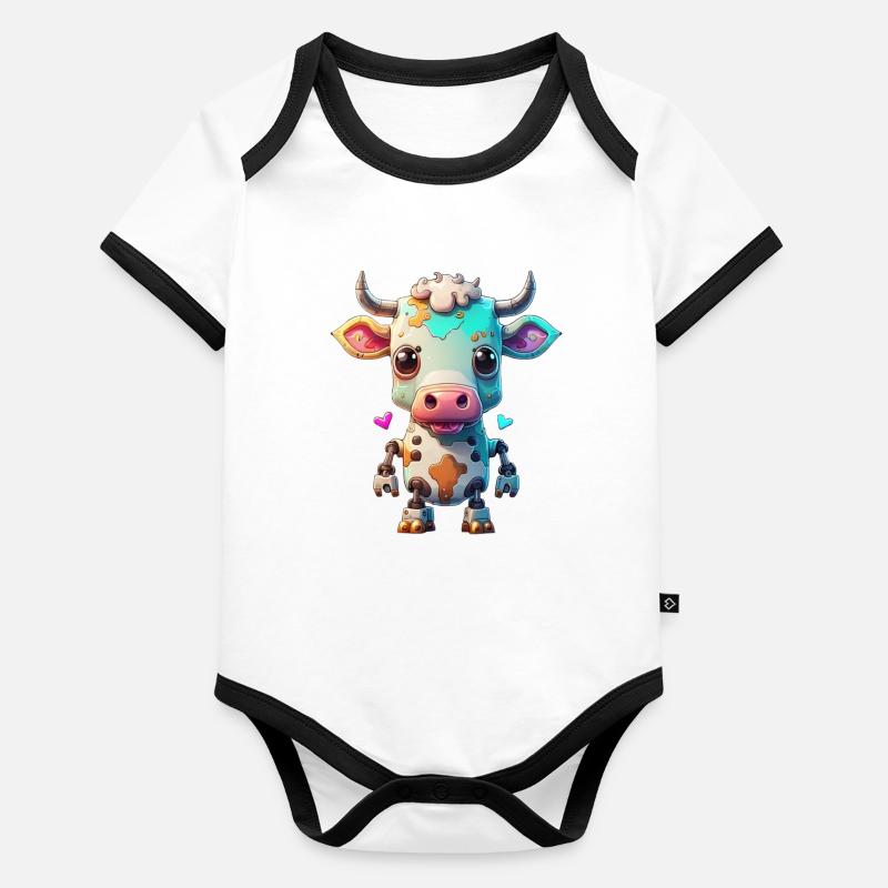 Vache robot Body Bébé bio contrasté manches courtes