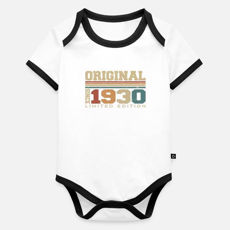 Original 1930 Rétro Cadeau 94 e Anniversaire 1930 Body Bébé bio contrasté manches courtes
