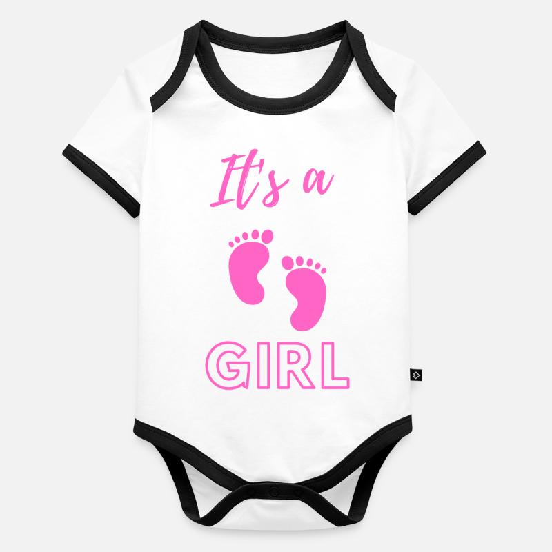 Annonce de bébé - Filles - Grossesse Body Bébé bio contrasté manches courtes