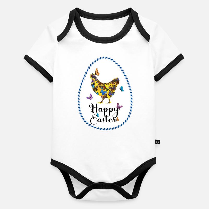 Bunte Henne Baby Bio-Kurzarm-Kontrastbody