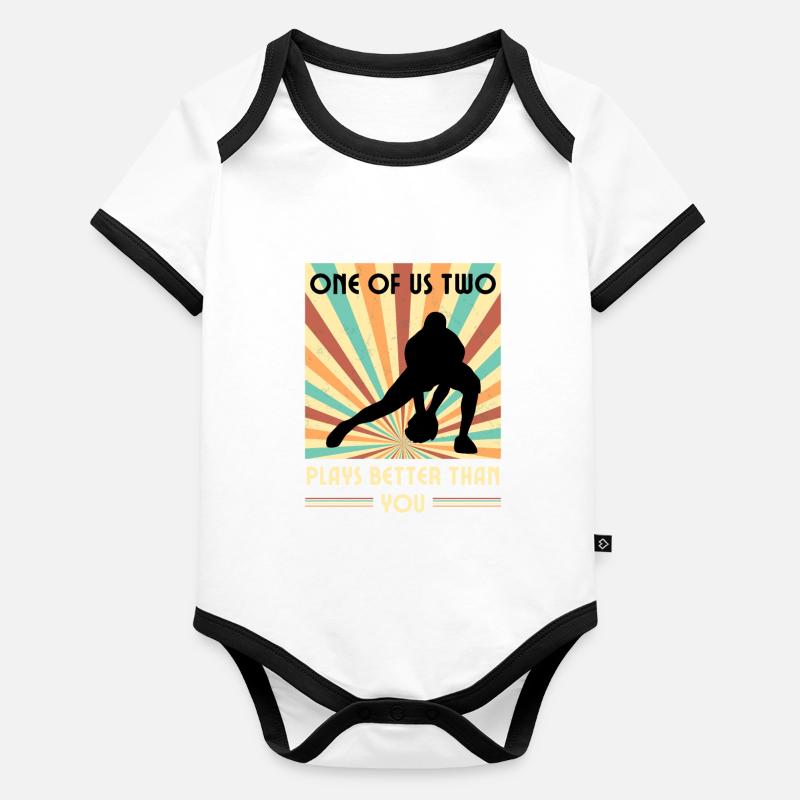 Einer Von Uns Beiden Spielt Besser Baseball Baby Bio-Kurzarm-Kontrastbody