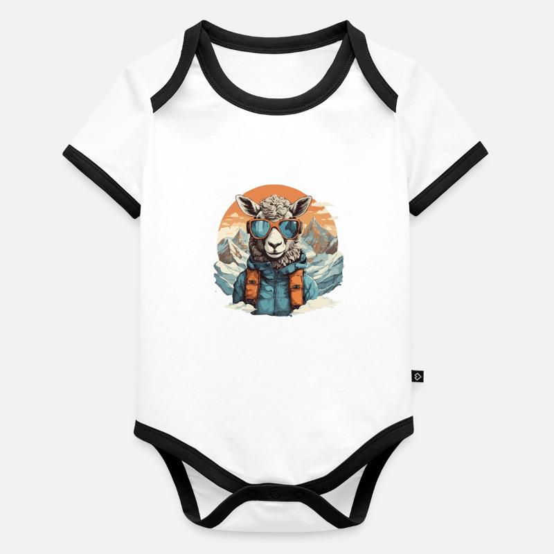 Coolness in den Bergen mit Skibrille Baby Bio-Kurzarm-Kontrastbody