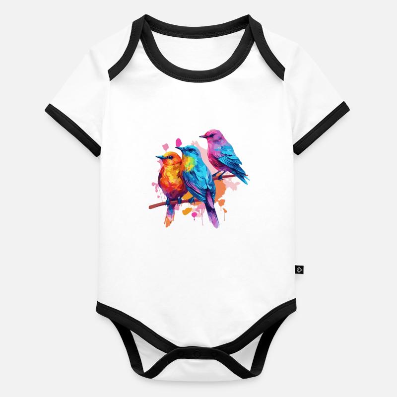 Oiseau Body Bébé bio contrasté manches courtes