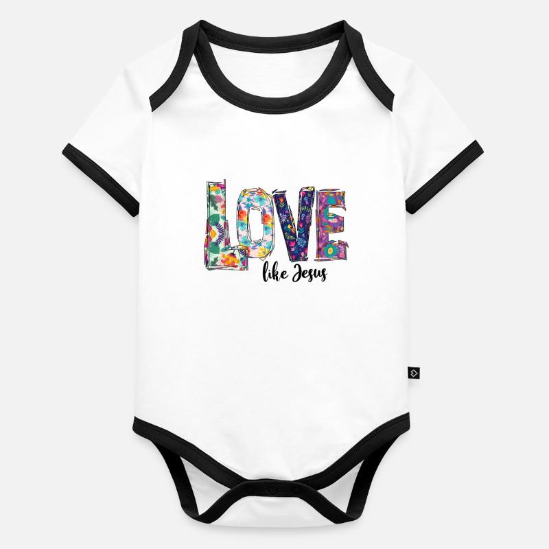 L'amour comme Jésus Body Bébé bio contrasté manches courtes