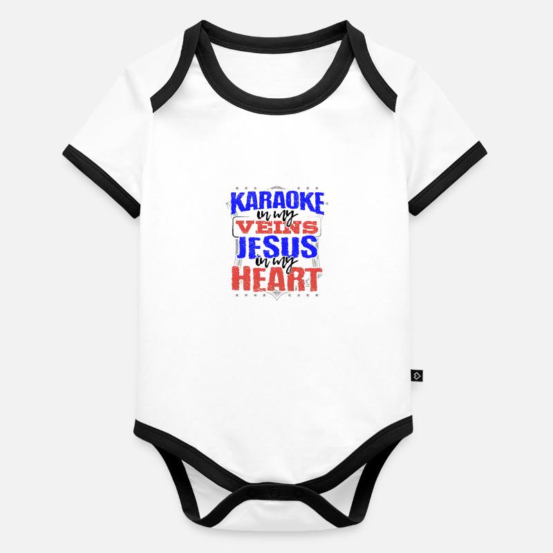 Karaoké Lover Gift Karaoké est dans Mes Veines Jésus Body Bébé bio contrasté manches courtes