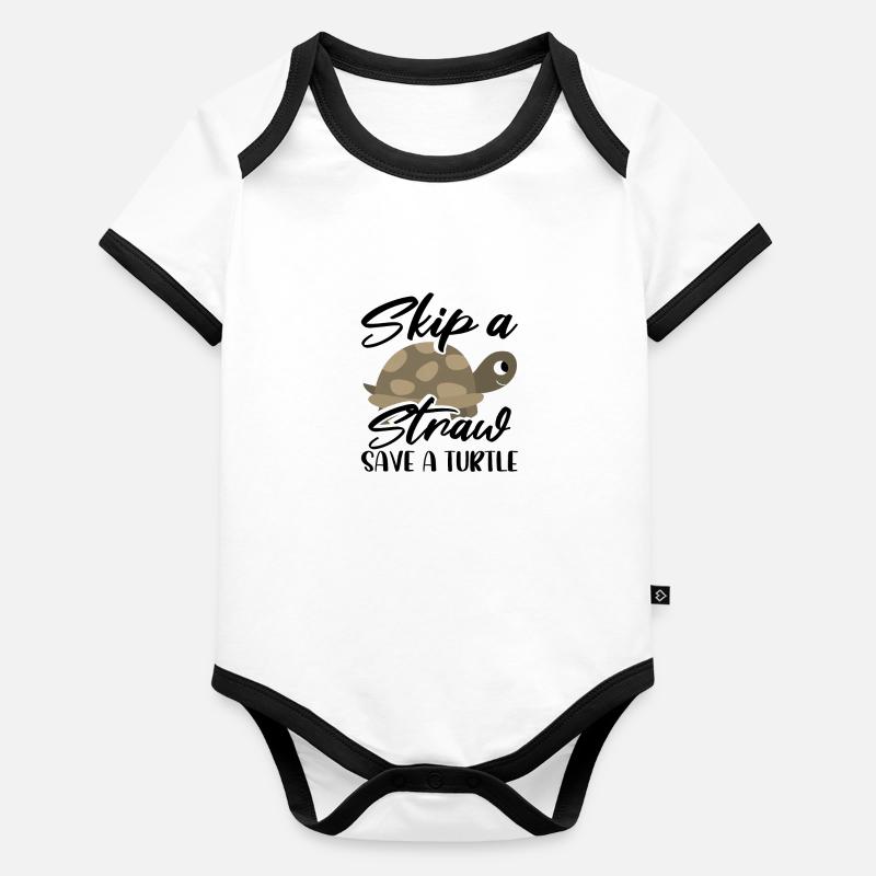 Marine conservation Gift Skip a Straw Save a Organic Baby Contrasting Bodysuit
