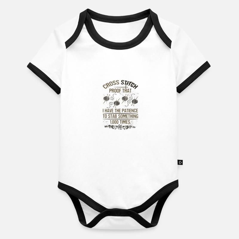 Cross Stitch Patience to Stab Something 1000 Organic Baby Contrasting Bodysuit