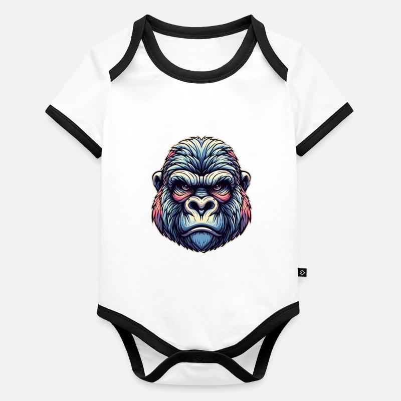 Gorilla Face Organic Baby Contrasting Bodysuit