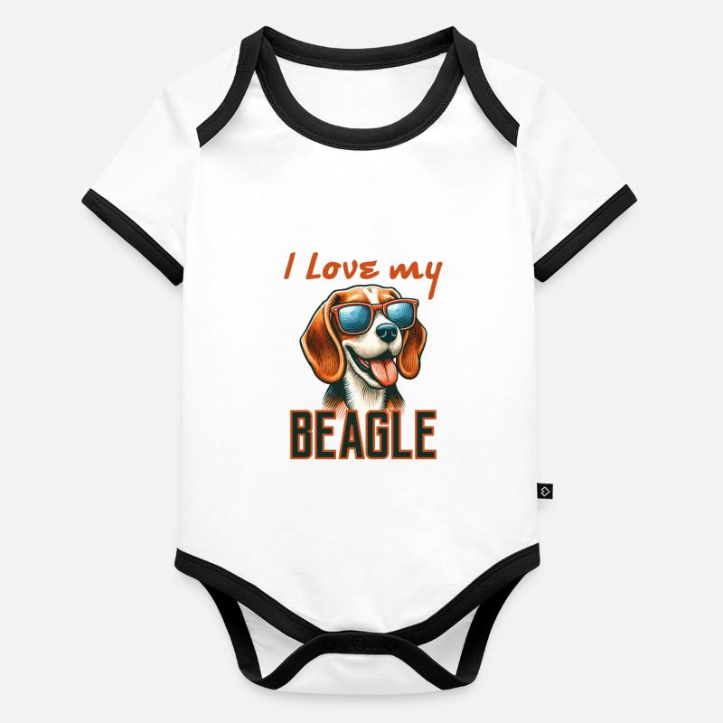 J’adore mon Beagle Body Bébé bio contrasté manches courtes
