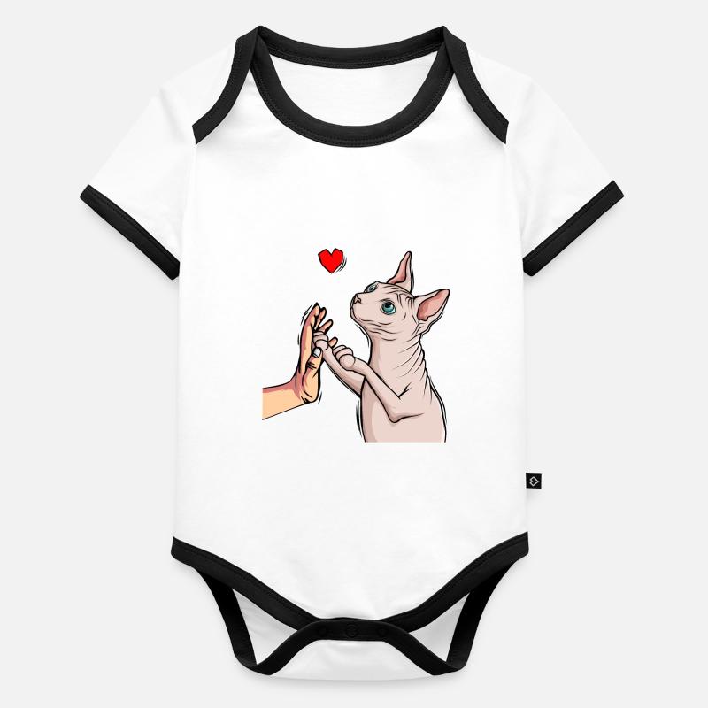 Sphynx Chat Sphinx Chat nu Body Bébé bio contrasté manches courtes