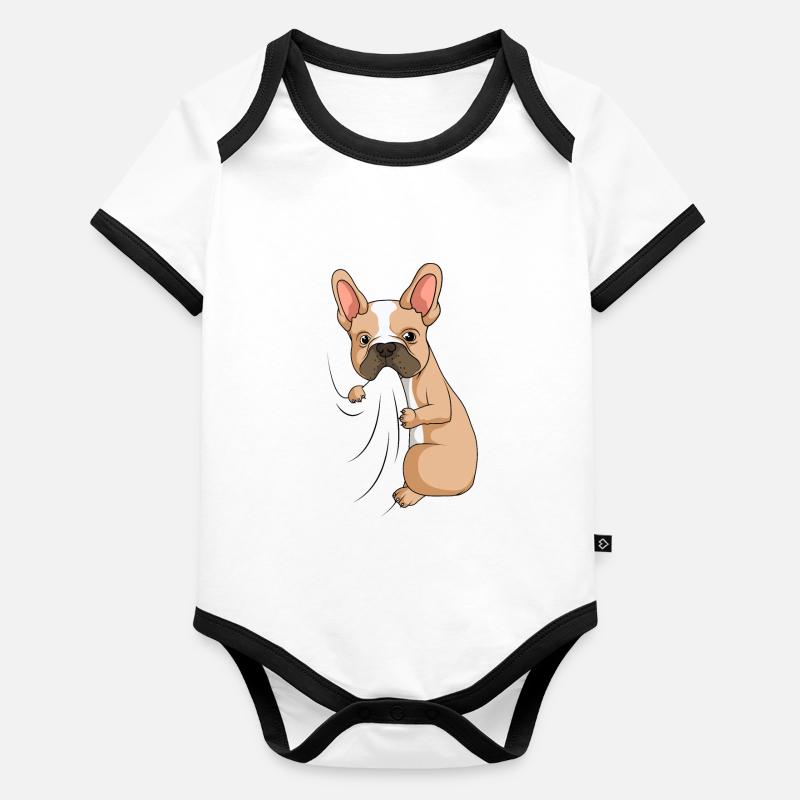 Français Bouledogue Body Bébé bio contrasté manches courtes