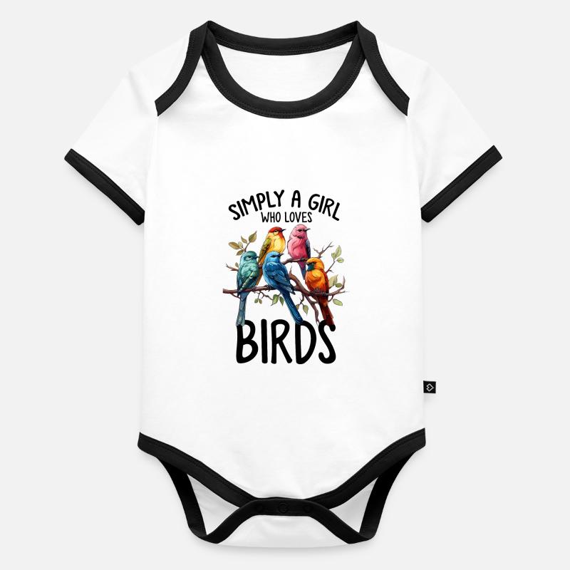 Lustiger Vogelbeobachter Vogelbeobachter Vogelflüsterer Vogel Baby Bio-Kurzarm-Kontrastbody