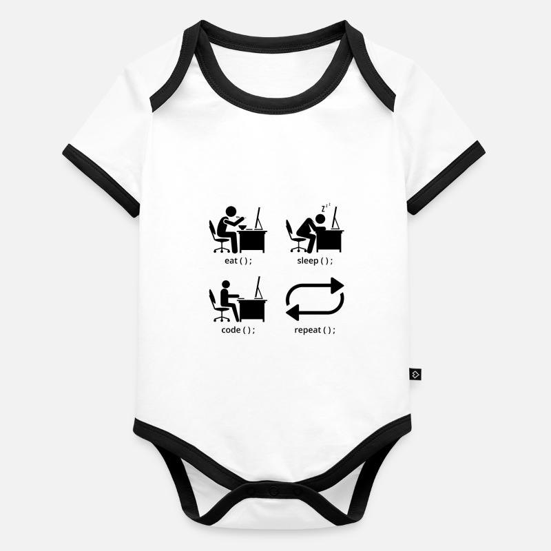 Eat Sleep Code Repeat Coder Programmer Software De Baby Bio-Kurzarm-Kontrastbody