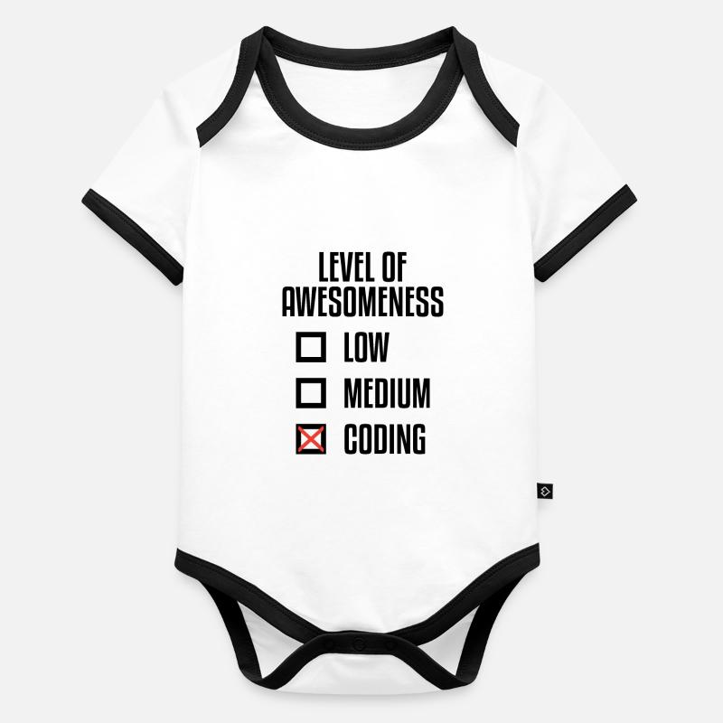 Level Of Awesomeness Low Medium Coding Programming Baby Bio-Kurzarm-Kontrastbody