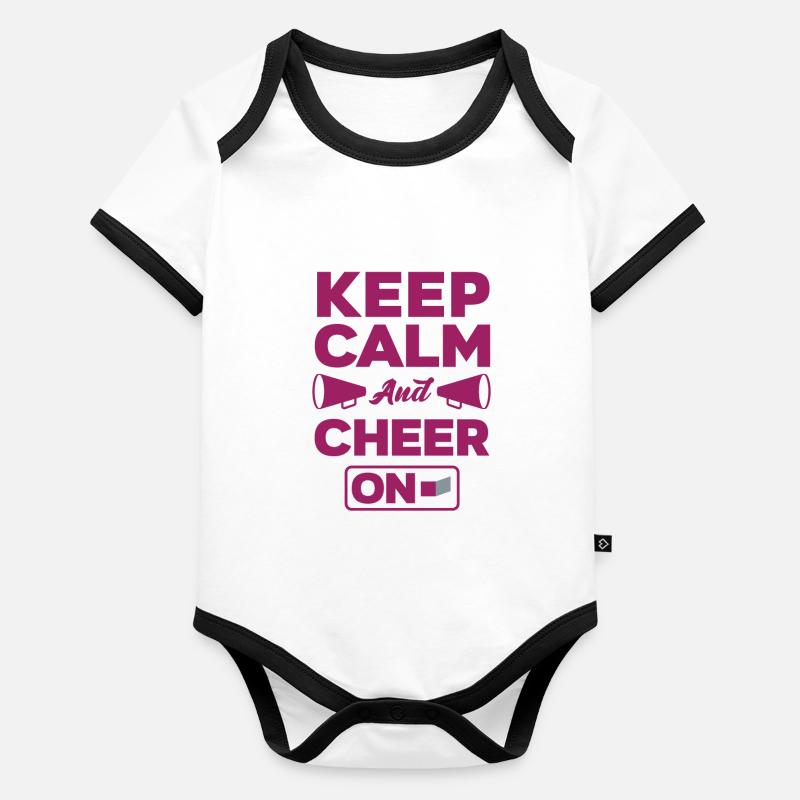 Keep Calm And Cheer On Gymnast Cheerleader Cheerle Baby Bio-Kurzarm-Kontrastbody